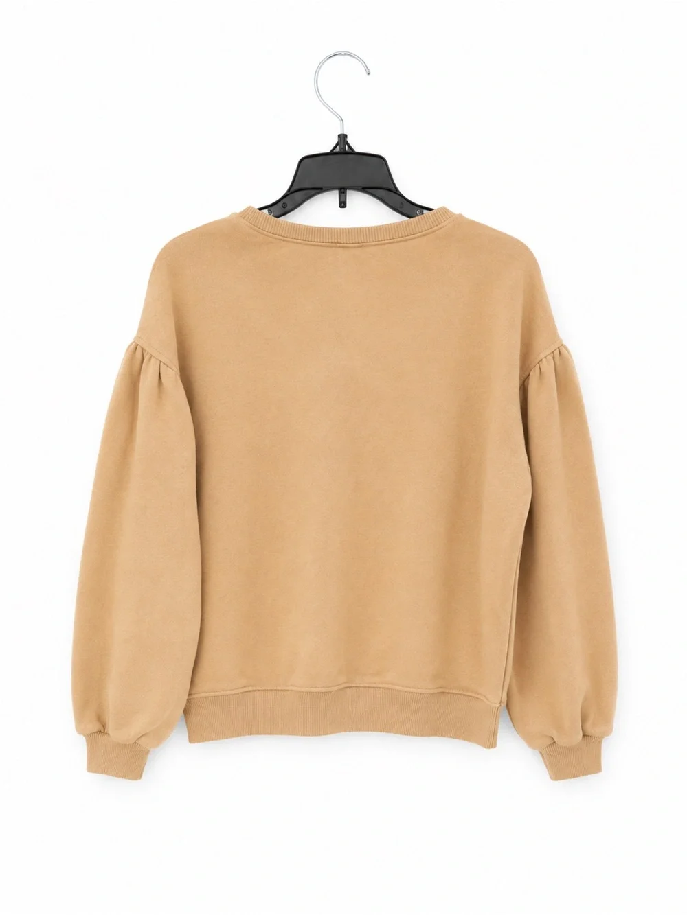 Zara Girls Bow Sweatshirt Tan Black Bows Puff Sleeve Size 13/14 EUC